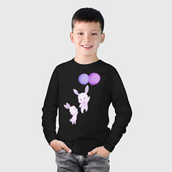Лонгслив хлопковый детский Милые крольчата с воздушными шарами, цвет: черный — фото 2