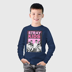 Лонгслив хлопковый детский Stray Kids boy band, цвет: тёмно-синий — фото 2