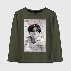 Лонгслив хлопковый детский Lee Know Stray Kids, цвет: меланж-хаки