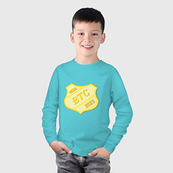 Лонгслив хлопковый детский Bitcoin 2023, цвет: бирюзовый — фото 2