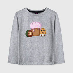 Лонгслив хлопковый детский Пасхальный кулич и цыпленок, цвет: меланж