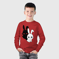 Лонгслив хлопковый детский Милый кролик - ангелочек или дьяволёнок?, цвет: красный — фото 2
