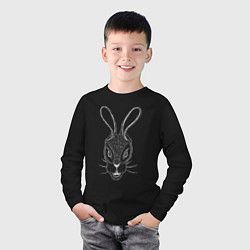 Лонгслив хлопковый детский Голова черного кролика, цвет: черный — фото 2