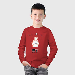 Лонгслив хлопковый детский Веселый кролик и звезды, цвет: красный — фото 2
