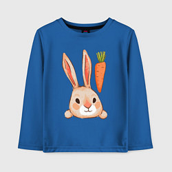 Лонгслив хлопковый детский Заяц с морковкой, цвет: синий