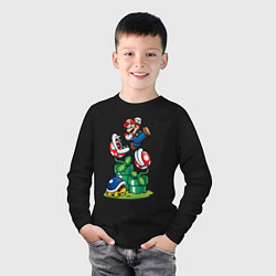 Лонгслив хлопковый детский Ретро Марио, цвет: черный — фото 2