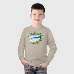 Лонгслив хлопковый детский Полосатый тунец, цвет: миндальный — фото 2