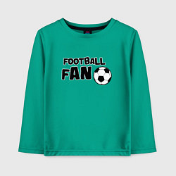 Лонгслив хлопковый детский Фанат футбола надпись, цвет: зеленый