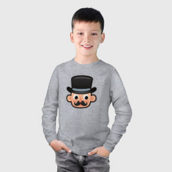 Лонгслив хлопковый детский Мультяшный англичанин в шляпе, цвет: меланж — фото 2