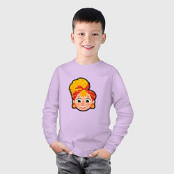 Лонгслив хлопковый детский Мультяшная девочка в платке, цвет: лаванда — фото 2