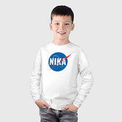 Лонгслив хлопковый детский Ника в стиле NASA, цвет: белый — фото 2