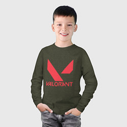 Лонгслив хлопковый детский Valorant - logo, цвет: меланж-хаки — фото 2