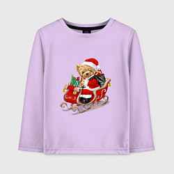 Лонгслив хлопковый детский Новогодний мишка, цвет: лаванда