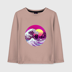 Лонгслив хлопковый детский Ретровейв волна, цвет: пыльно-розовый