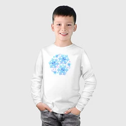 Лонгслив хлопковый детский Три забавные снежинки с разноцветными звездами, цвет: белый — фото 2