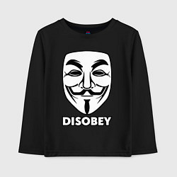 Лонгслив хлопковый детский Guy Fawkes - disobey, цвет: черный