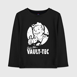 Лонгслив хлопковый детский Vault boy - join the vault tec, цвет: черный