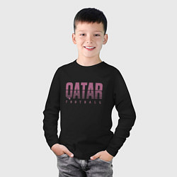 Лонгслив хлопковый детский Qatar - football, цвет: черный — фото 2