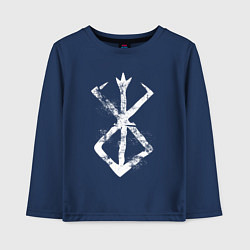 Лонгслив хлопковый детский Берсерк аниме - белый гранж, цвет: тёмно-синий