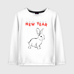 Лонгслив хлопковый детский New year rabbit, цвет: белый