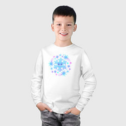 Лонгслив хлопковый детский Смешная снежинка с разноцветными звездами, цвет: белый — фото 2
