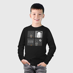 Лонгслив хлопковый детский Космический зайчик, цвет: черный — фото 2