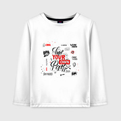 Лонгслив хлопковый детский Find your own path, цвет: белый