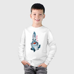 Лонгслив хлопковый детский Прикольный зубастый кролик, цвет: белый — фото 2