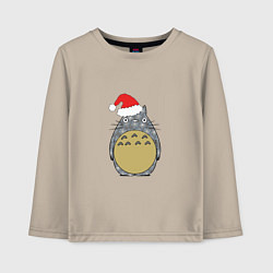 Лонгслив хлопковый детский Totoro Santa, цвет: миндальный