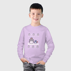 Лонгслив хлопковый детский Новогодние тоторики - ugly sweater, цвет: лаванда — фото 2