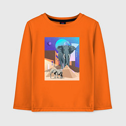 Лонгслив хлопковый детский Слон и пирамиды, цвет: оранжевый