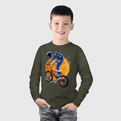 Лонгслив хлопковый детский Space rider, цвет: меланж-хаки — фото 2