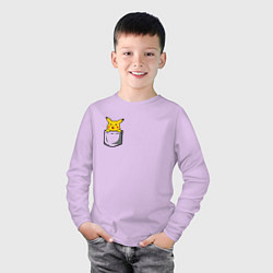 Лонгслив хлопковый детский Пикачу в кармане арт, цвет: лаванда — фото 2