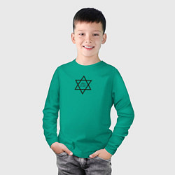 Лонгслив хлопковый детский Ханука, Звезда Давида, Happy Hanukkah, цвет: зеленый — фото 2