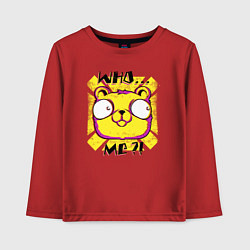 Лонгслив хлопковый детский Медведь с большими глазами поп арт, цвет: красный