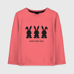 Лонгслив хлопковый детский Happy new year rabbits, цвет: коралловый
