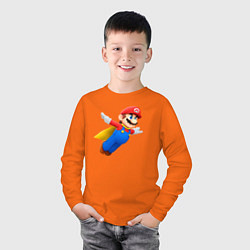 Лонгслив хлопковый детский Марио в полёте, цвет: оранжевый — фото 2