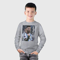 Лонгслив хлопковый детский Viva la Argentina - Lionel Messi - world champion, цвет: меланж — фото 2