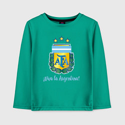Лонгслив хлопковый детский Эмблема федерации футбола Аргентины, цвет: зеленый