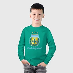 Лонгслив хлопковый детский Эмблема федерации футбола Аргентины, цвет: зеленый — фото 2