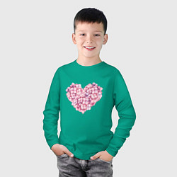 Лонгслив хлопковый детский Сердце из гортензии, цвет: зеленый — фото 2