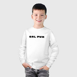 Лонгслив хлопковый детский GRL PWR арт, цвет: белый — фото 2