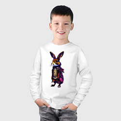 Лонгслив хлопковый детский Кролик в шубе, цвет: белый — фото 2