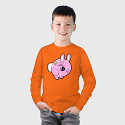 Лонгслив хлопковый детский Розовая круглая зайка, цвет: оранжевый — фото 2