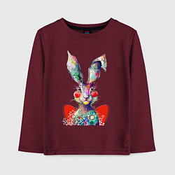 Лонгслив хлопковый детский Влюблённый акварельный заяц с сердцем, цвет: меланж-бордовый