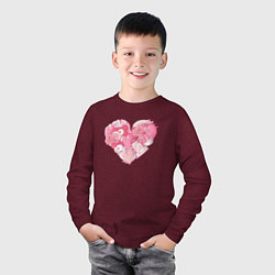 Лонгслив хлопковый детский Влюблённое розовое сердце, цвет: меланж-бордовый — фото 2
