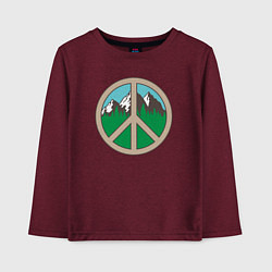Лонгслив хлопковый детский Peace nature, цвет: меланж-бордовый