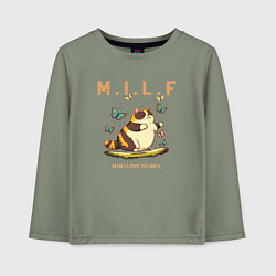 Лонгслив хлопковый детский Man I Love Felines, цвет: авокадо