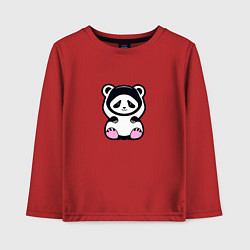Лонгслив хлопковый детский Милая панда в капюшоне, цвет: красный