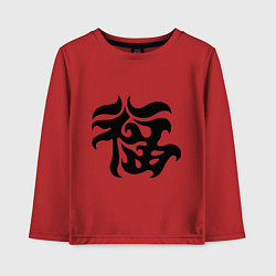Лонгслив хлопковый детский Японский иероглиф - Удача, цвет: красный